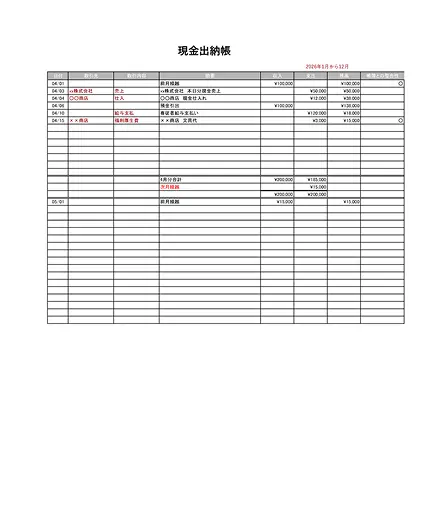 現金出納帳